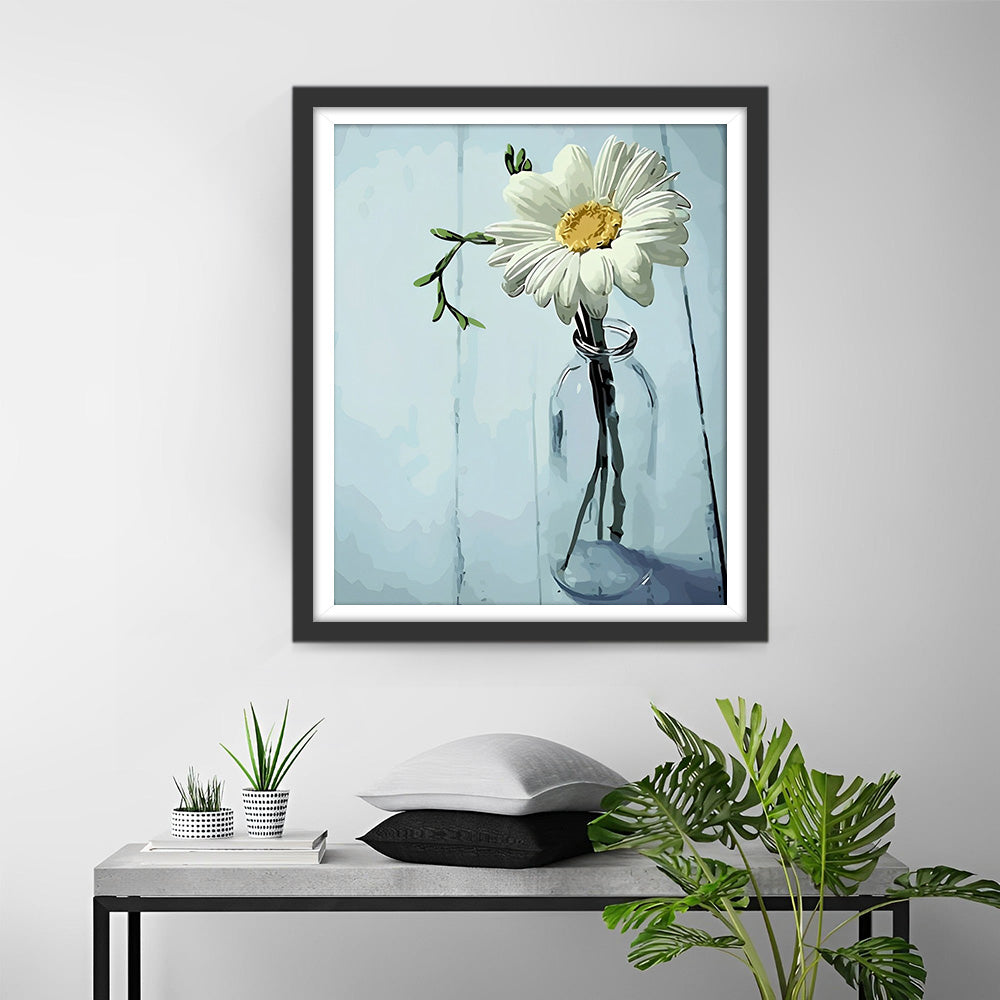 Eine kleine weiße Chrysantheme Diamond Painting