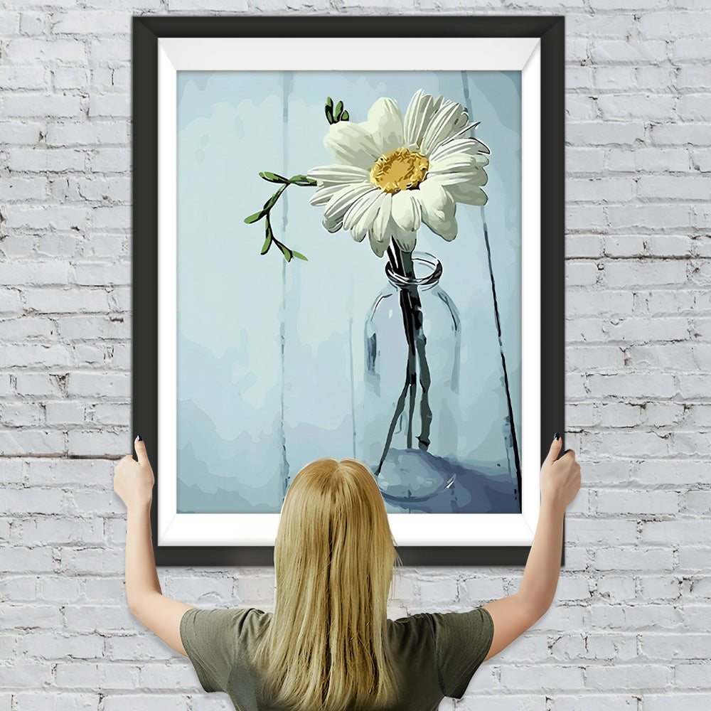 Eine kleine weiße Chrysantheme Diamond Painting