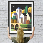 Einfache Gebäude und Bäume Diamond Painting