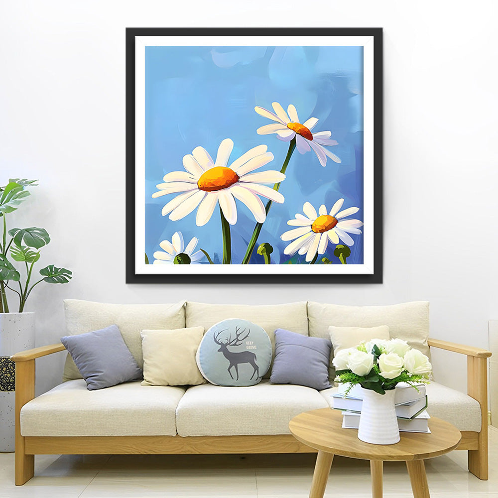 Einfache weiße Gänseblümchen Diamond Painting