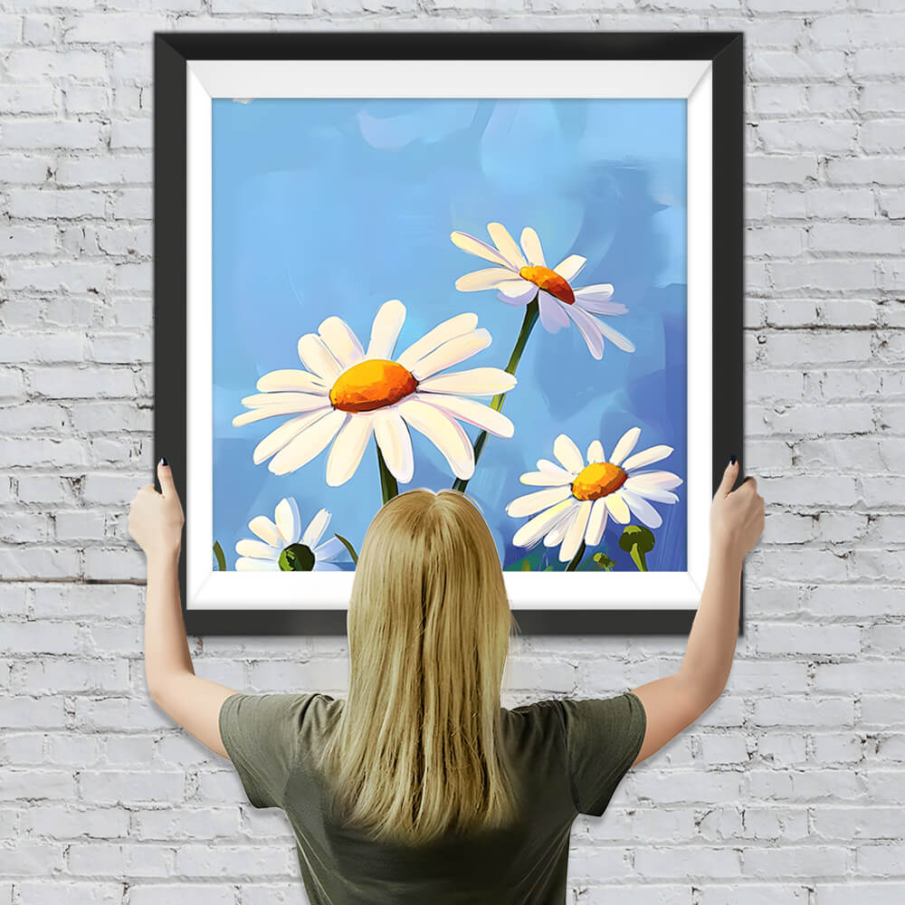 Einfache weiße Gänseblümchen Diamond Painting