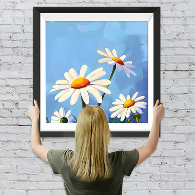 Einfache weiße Gänseblümchen Diamond Painting
