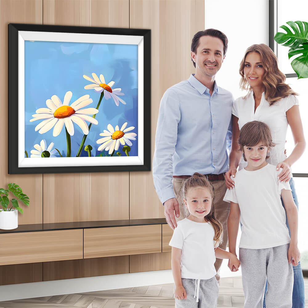 Einfache weiße Gänseblümchen Diamond Painting