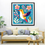 Einfacher Vogel und Blumen Diamond Painting