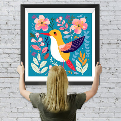 Einfacher Vogel und Blumen Diamond Painting