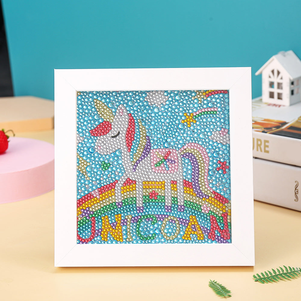 Einhorn auf dem Regenbogen Mini-Kristallpünktchen Diamond Painting