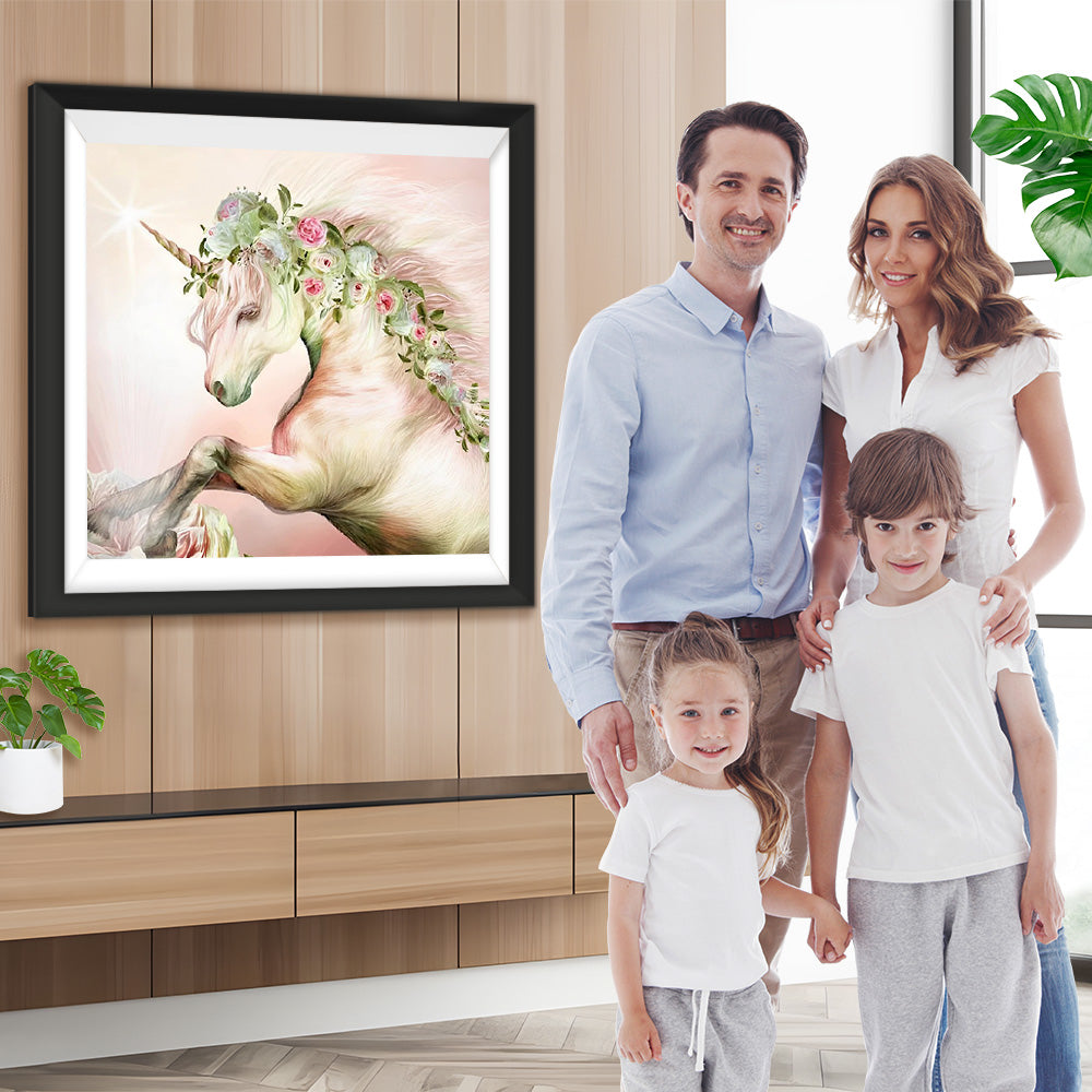 Einhorn mit Blumen Diamond Painting