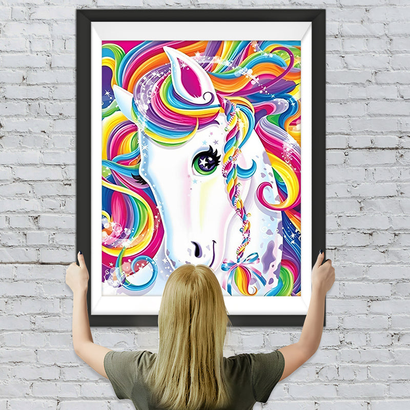 Einhorn mit bunten Haaren Diamond Painting