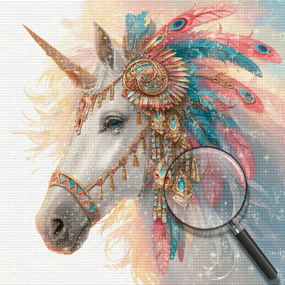 Einhorn mit Federdekoration Diamond Painting