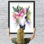 Einhorn mit rosa Blumen Diamond Painting