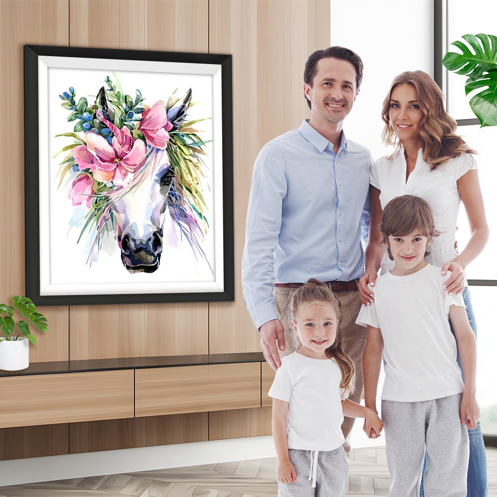 Einhorn mit rosa Blumen Diamond Painting