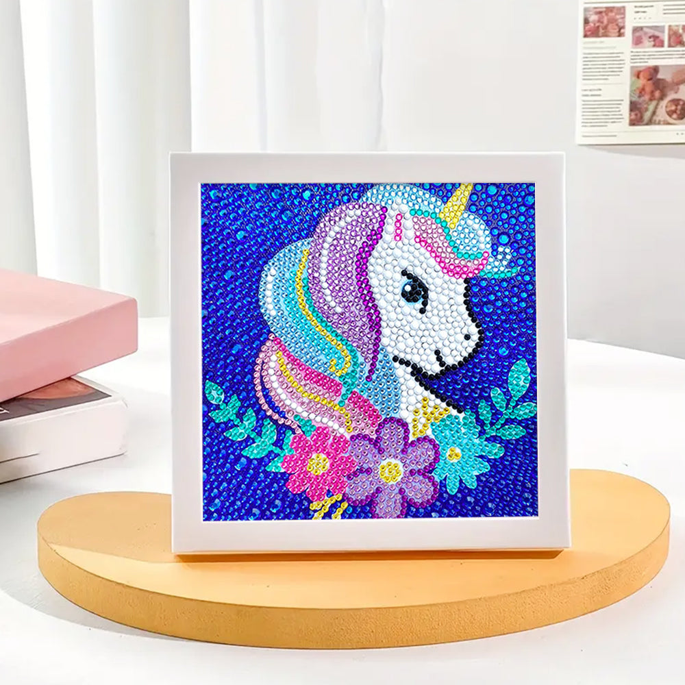 Einhorn und Blümchen Mini-Kristallpünktchen Diamond Painting