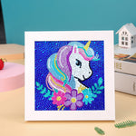 Einhorn und Blümchen Mini-Kristallpünktchen Diamond Painting