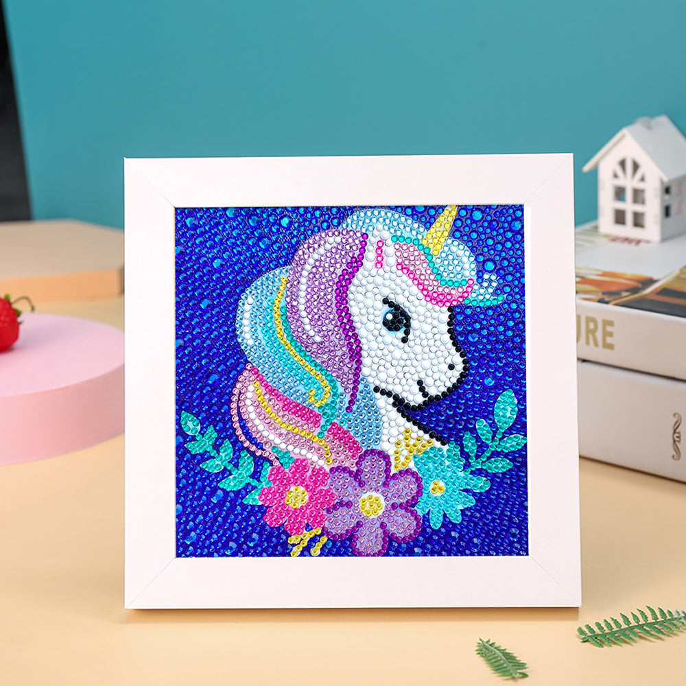 Einhorn und Blümchen Mini-Kristallpünktchen Diamond Painting