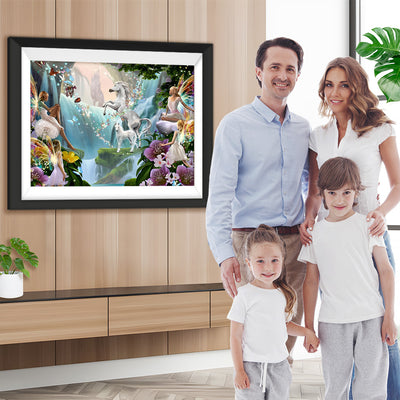 Einhorn und Elfe in der Märchenwelt Diamond Painting