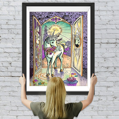 Einhorn und geheimnisvolle Tür Diamond Painting