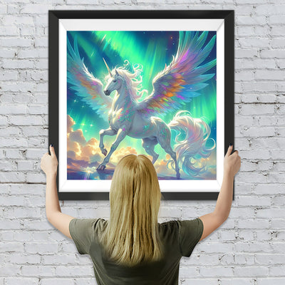 Einhorn und Grüne Aurora Diamond Painting