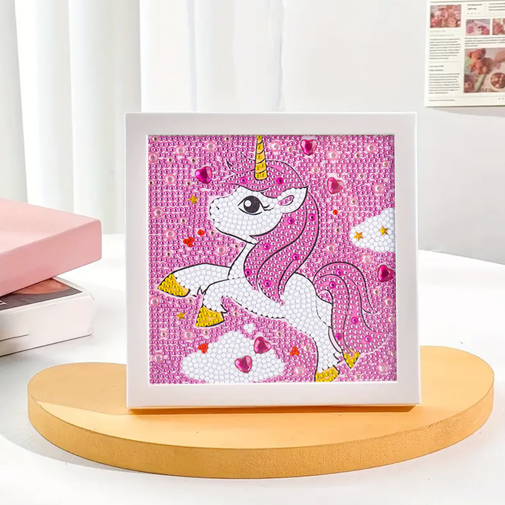 Einhorn und rosa Herzen Mini-Kristallpünktchen Diamond Painting