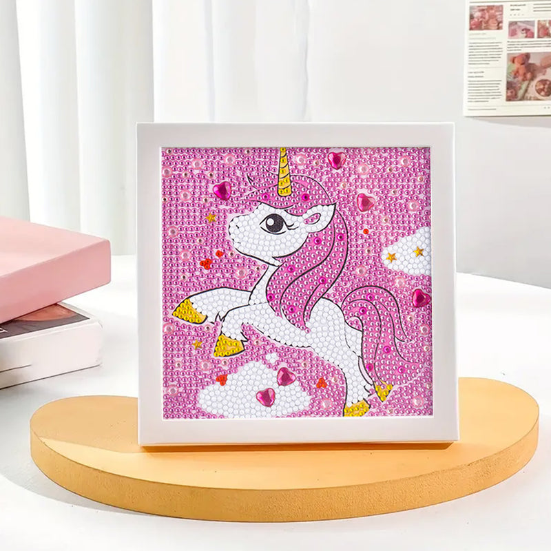 Einhorn und rosa Herzen Mini-Kristallpünktchen Diamond Painting