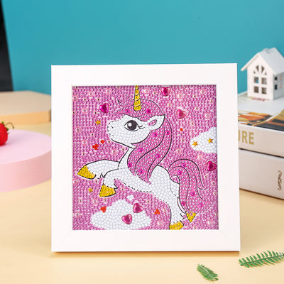 Einhorn und rosa Herzen Mini-Kristallpünktchen Diamond Painting