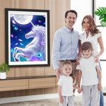 Einhorn und Schmetterlinge unter dem Vollmond Diamond Painting