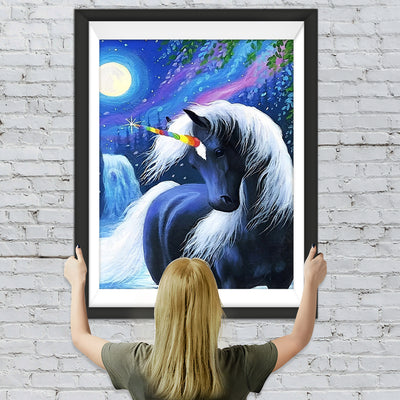 Einhorn Wasserfall Mond Diamond Painting