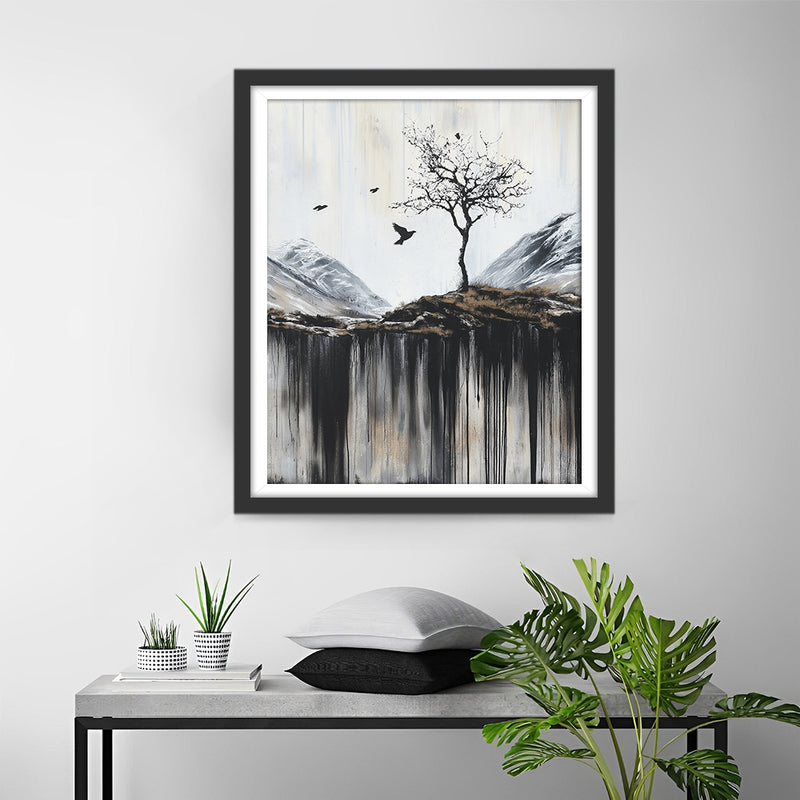 Einsamer Baum auf der Klippe Diamond Painting