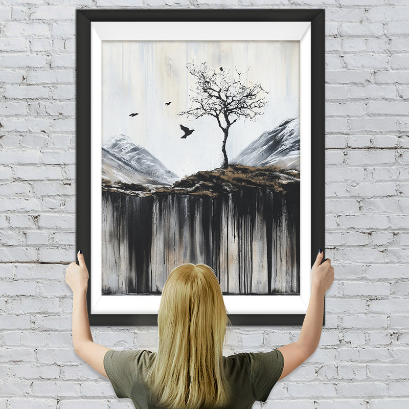 Einsamer Baum auf der Klippe Diamond Painting