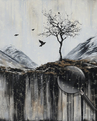 Einsamer Baum auf der Klippe Diamond Painting