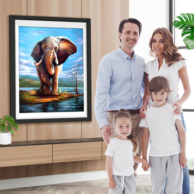 Einsamer Elefant am Ufer Diamond Painting