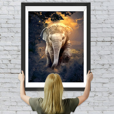 Einsamer Elefant im Wald Diamond Painting