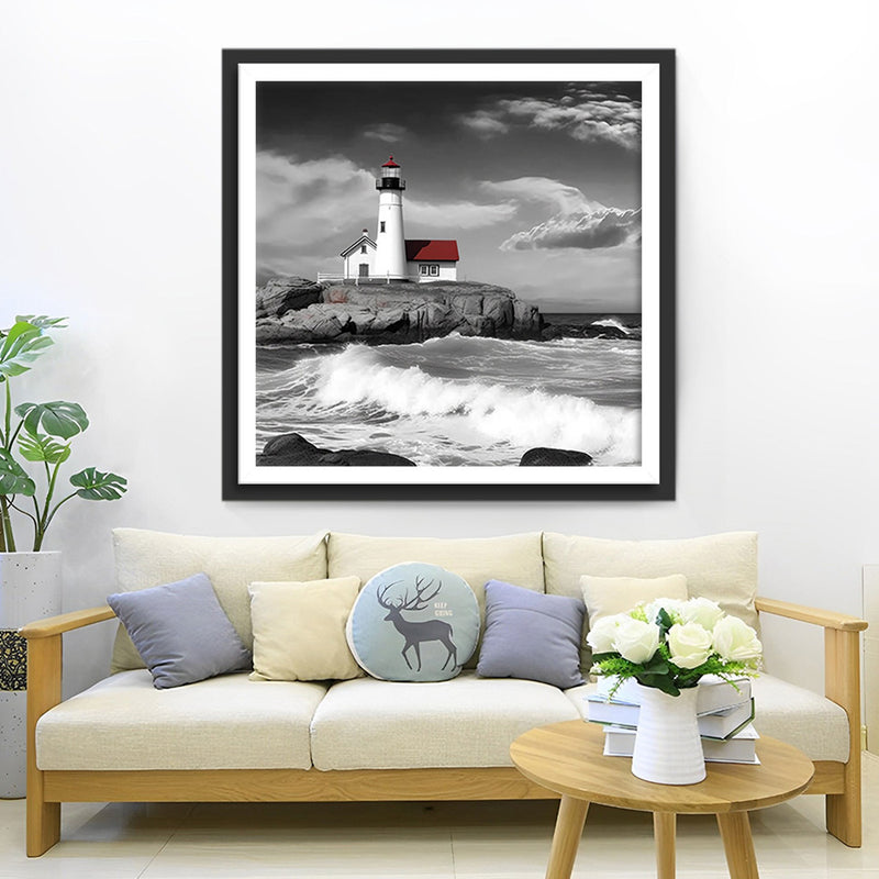 Einsamer Leuchtturm am Meer Diamond Painting