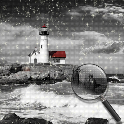 Einsamer Leuchtturm am Meer Diamond Painting