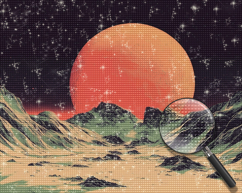 Einsamer rosa Planet Diamond Painting