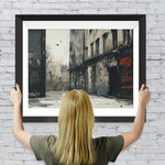 Einsames Gebäude und Schwarze Katze Diamond Painting