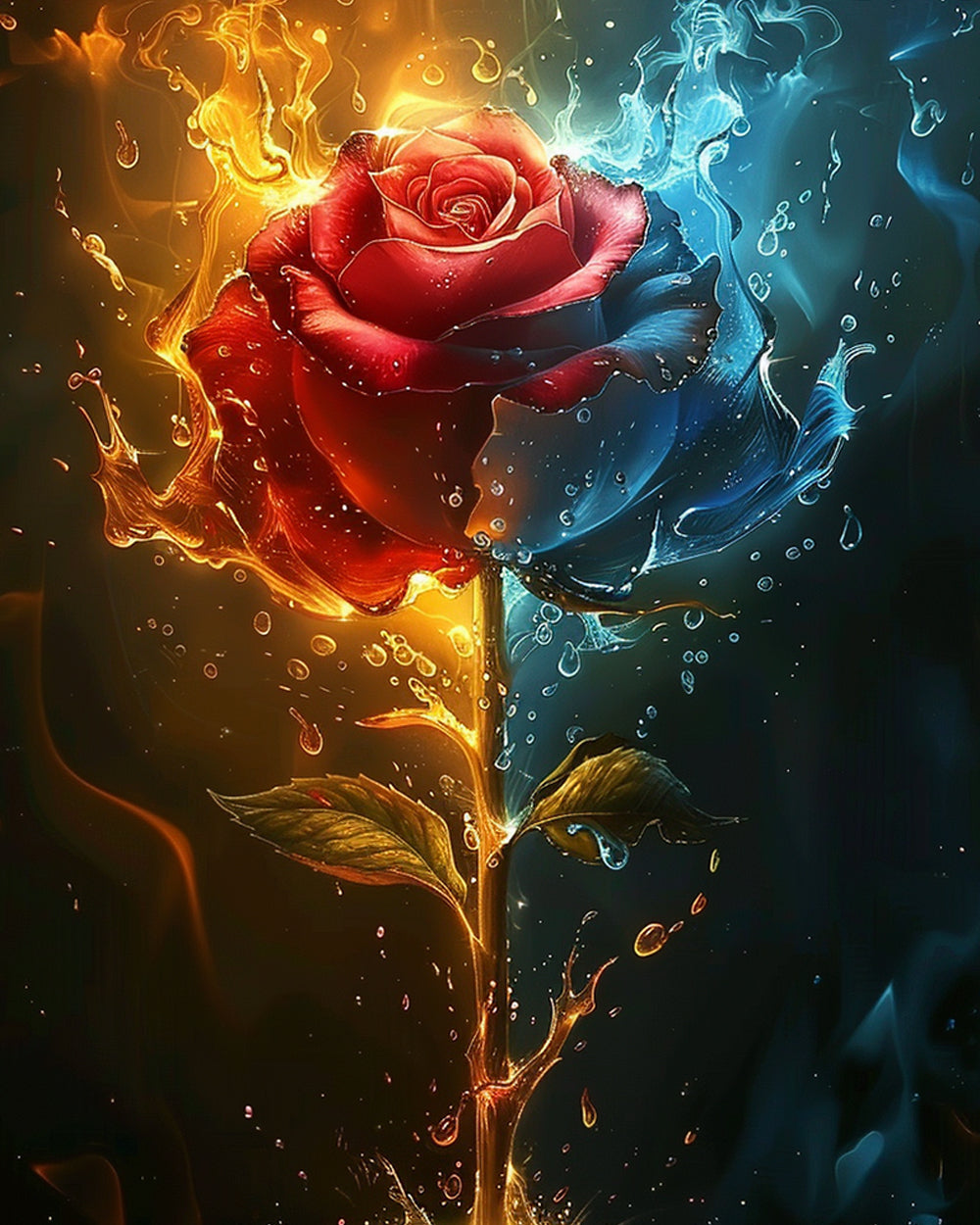 Eis und Feuer Rose Diamond Painting
