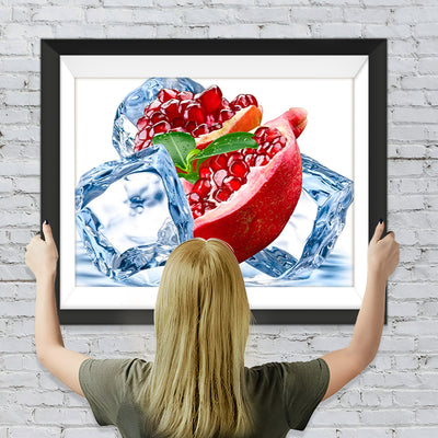 Eiswürfel und rote Granatäpfel Diamond Painting