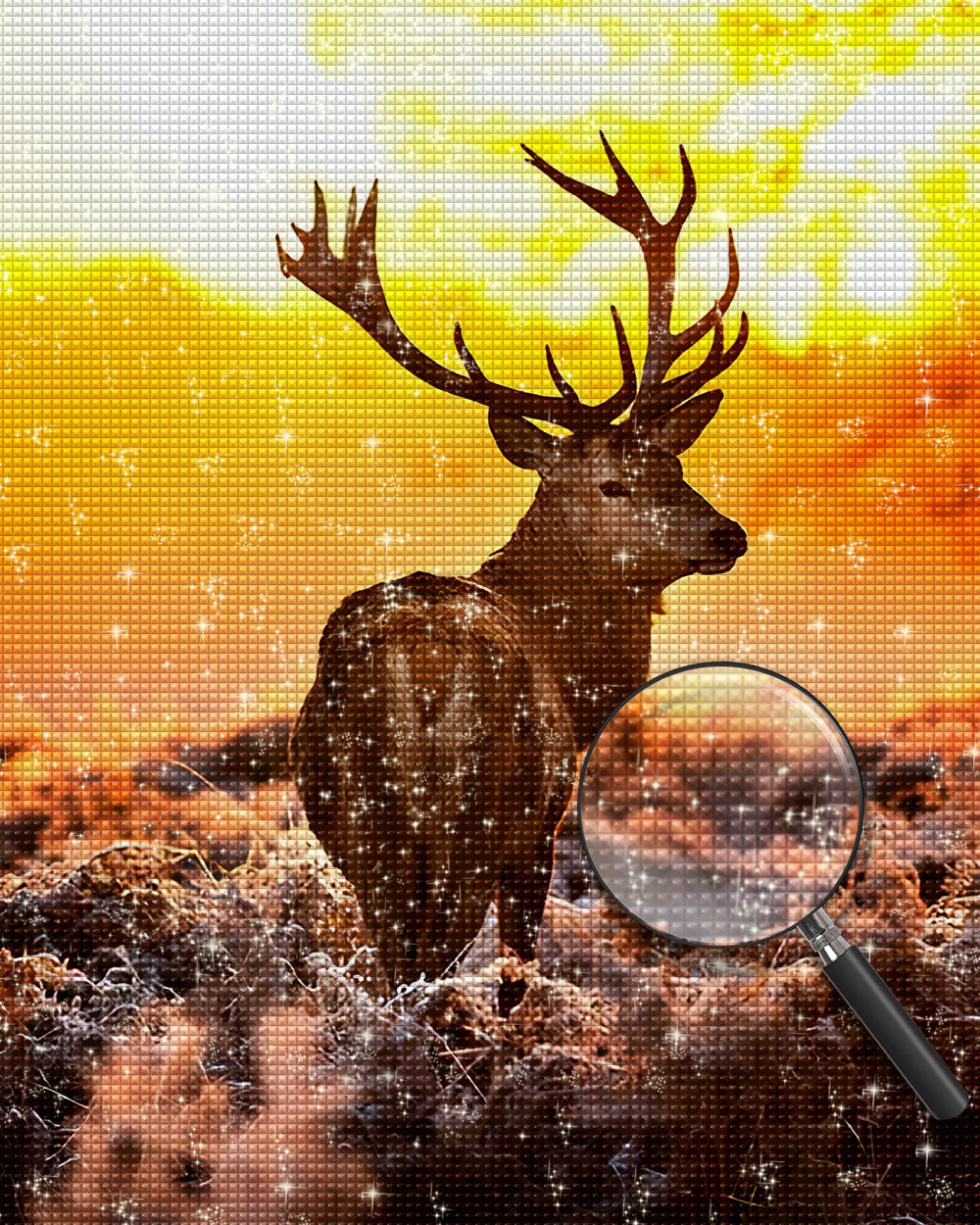 Elch bei Sonnenuntergang Diamond Painting