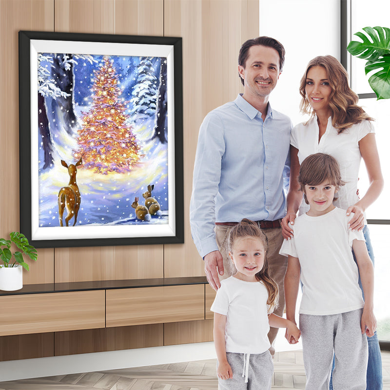 Elch Kaninchen Weihnachtsbaum Diamond Painting