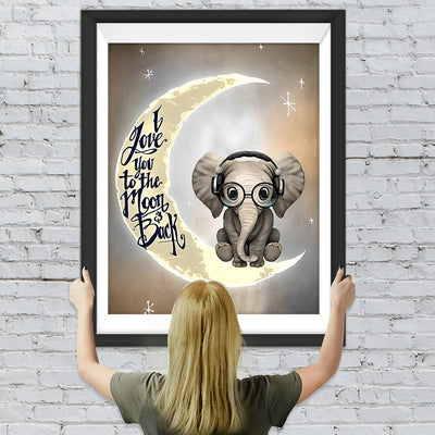 Elefant auf dem Mond Diamond Painting