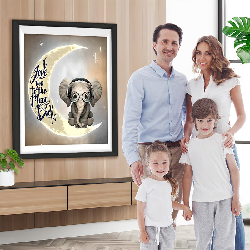 Elefant auf dem Mond Diamond Painting