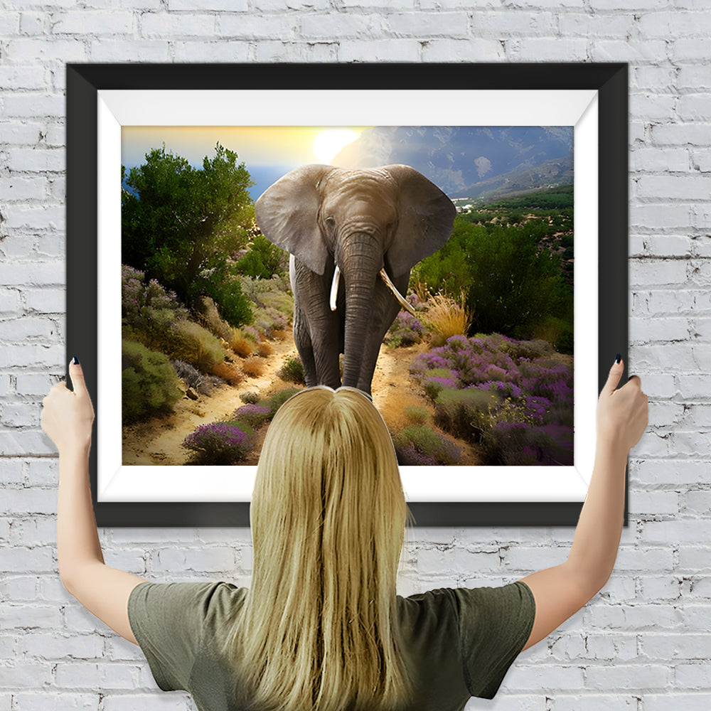 Elefant auf dem Weg Diamond Painting