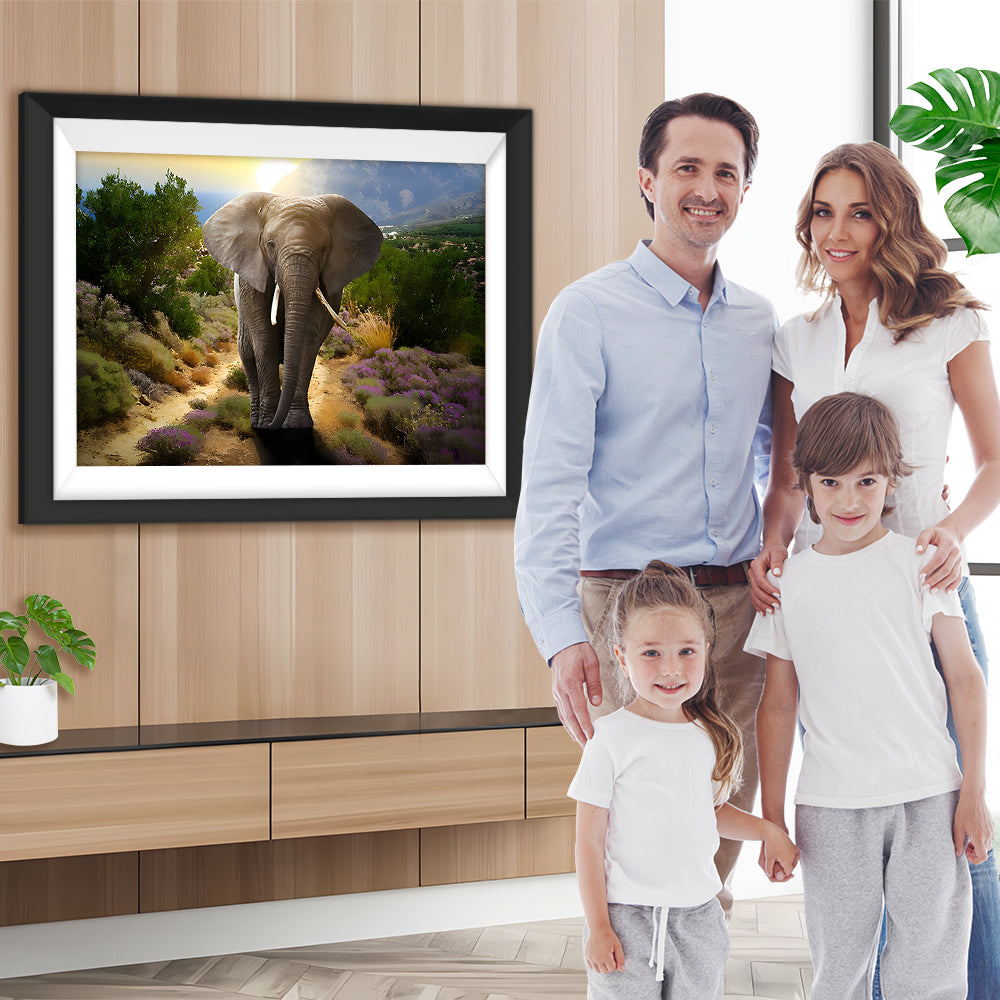 Elefant auf dem Weg Diamond Painting