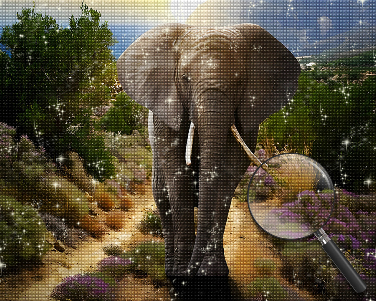 Elefant auf dem Weg Diamond Painting