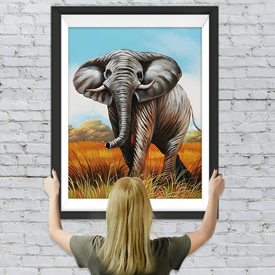 Elefant auf der Wiese Diamond Painting