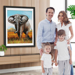 Elefant auf der Wiese Diamond Painting
