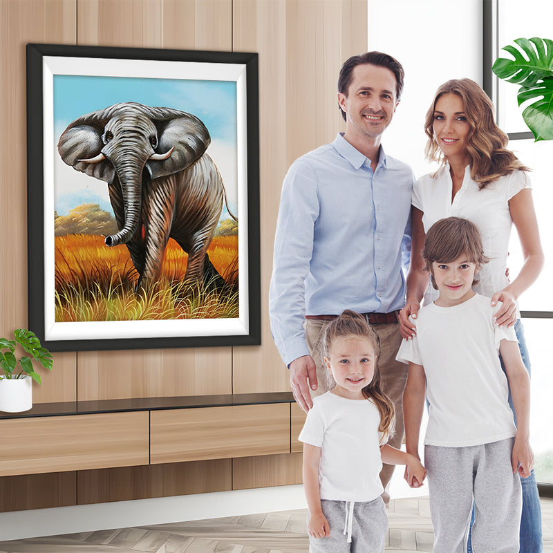 Elefant auf der Wiese Diamond Painting