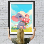 Elefant mit Blumen Diamond Painting