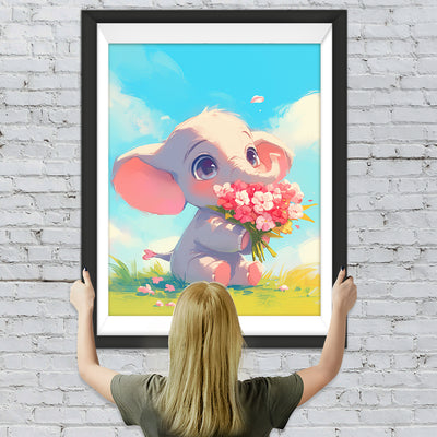 Elefant mit Blumen Diamond Painting