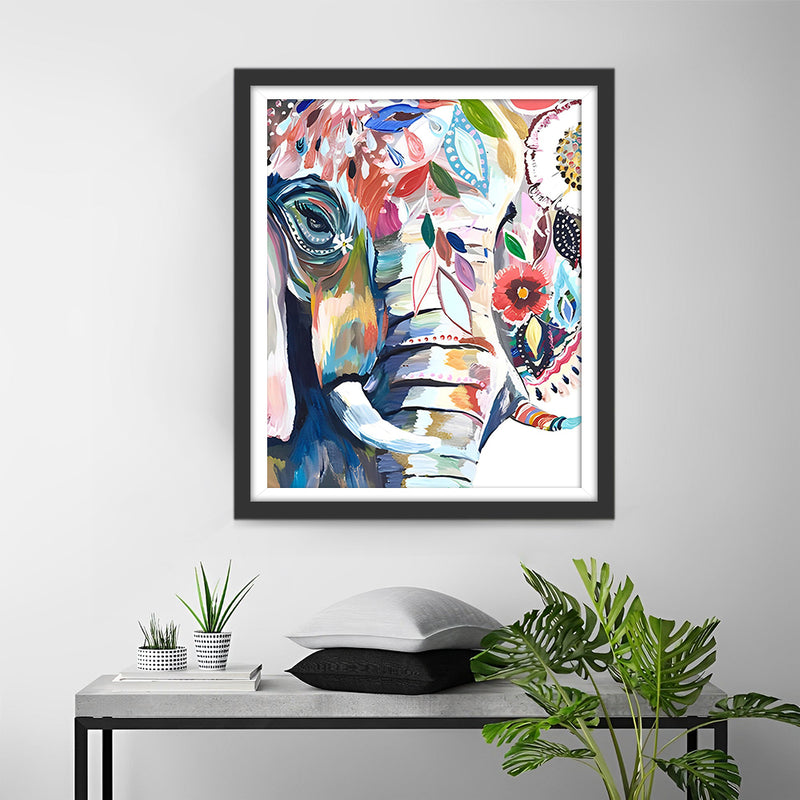 Elefant mit Blumen Diamond Painting